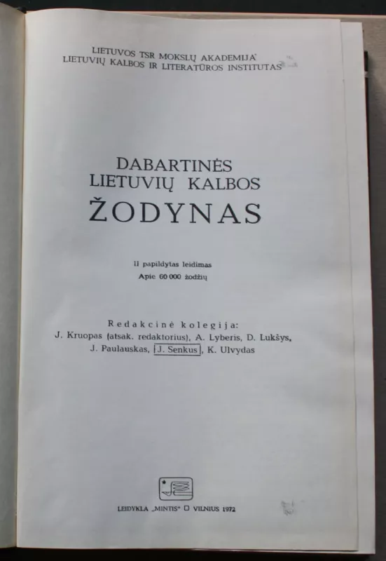 Dabartinės lietuvių kalbos žodynas - Autorių Kolektyvas, knyga 3