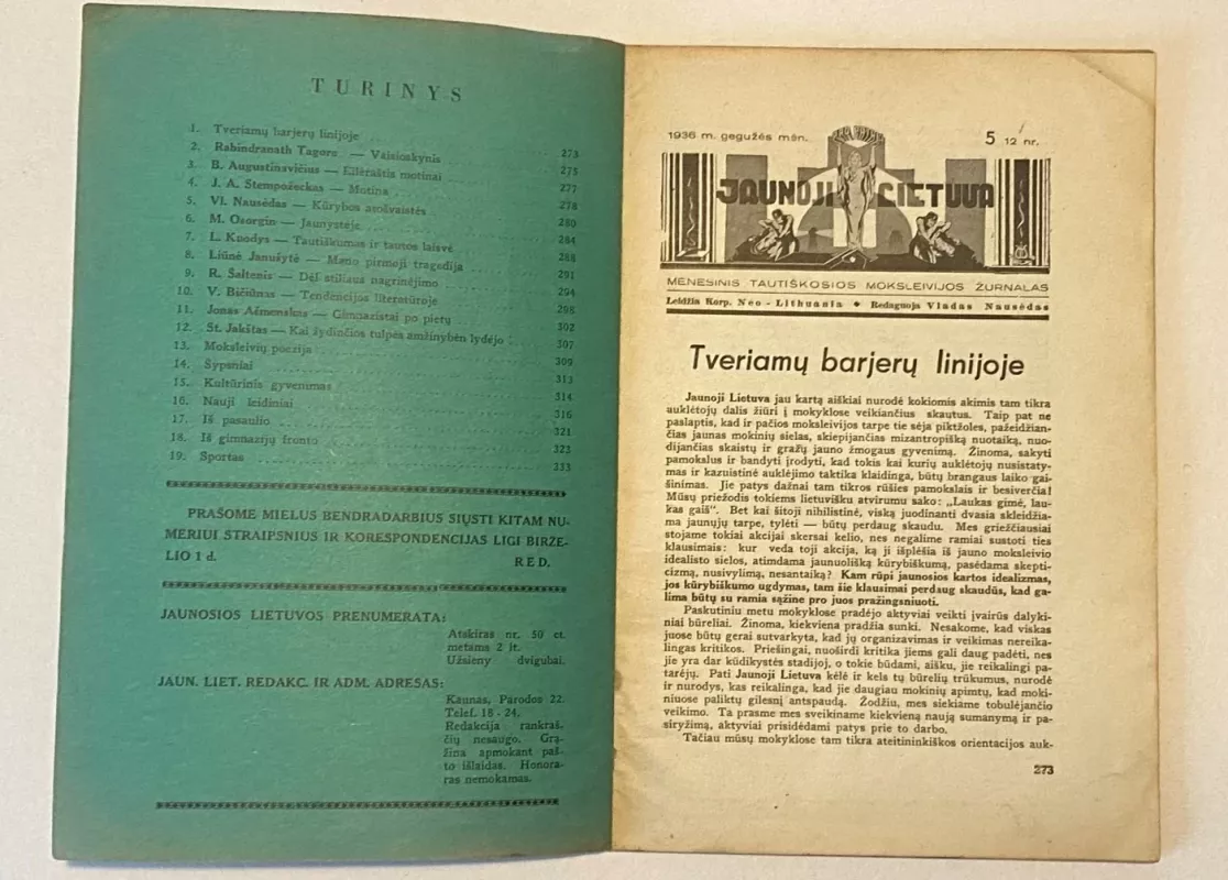 Jaunoji Lietuva žurnalas 1936m. Nr.5 - Autorių Kolektyvas, knyga 3
