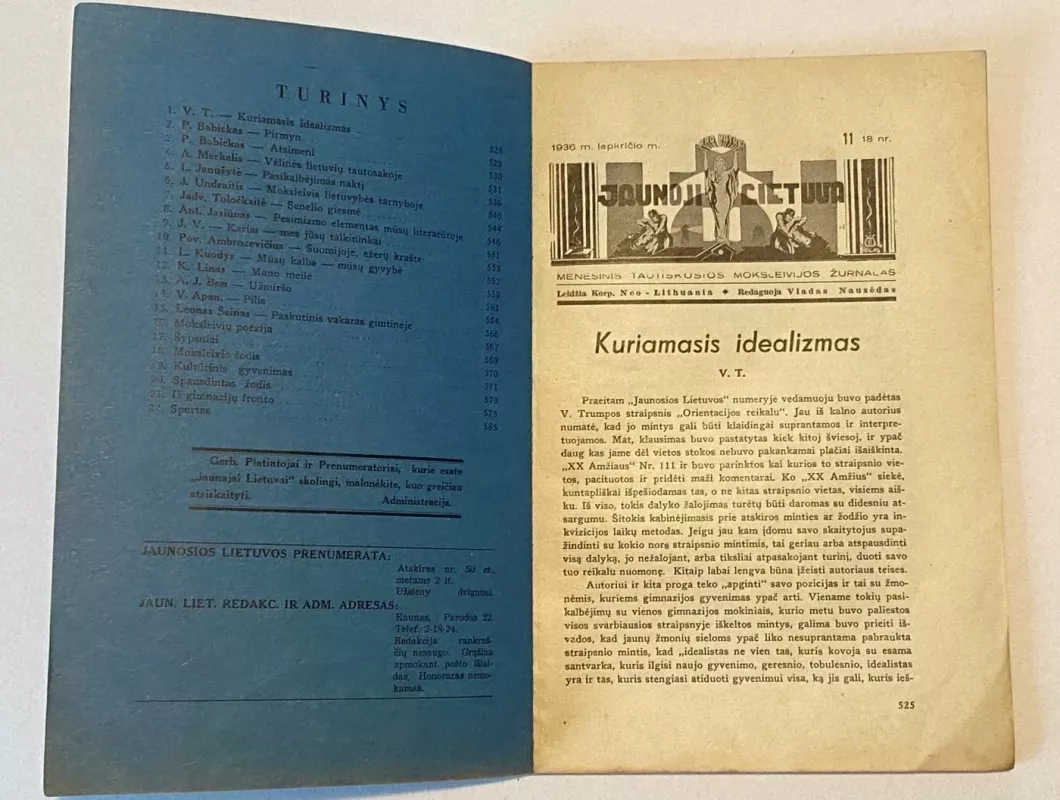 Jaunoji Lietuva žurnalas 1936m. Nr.11 - Autorių Kolektyvas, knyga 3