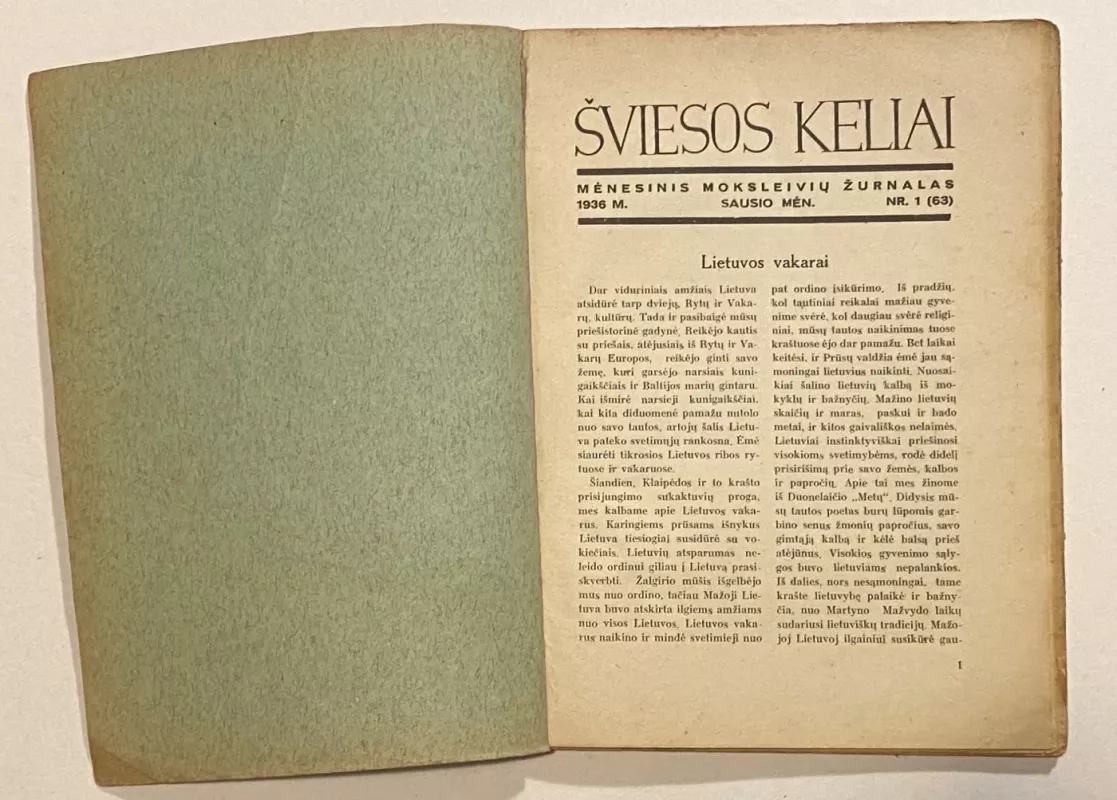 Šviesos Keliai žurnalas 1936m. NR.1 - Autorių Kolektyvas, knyga 3