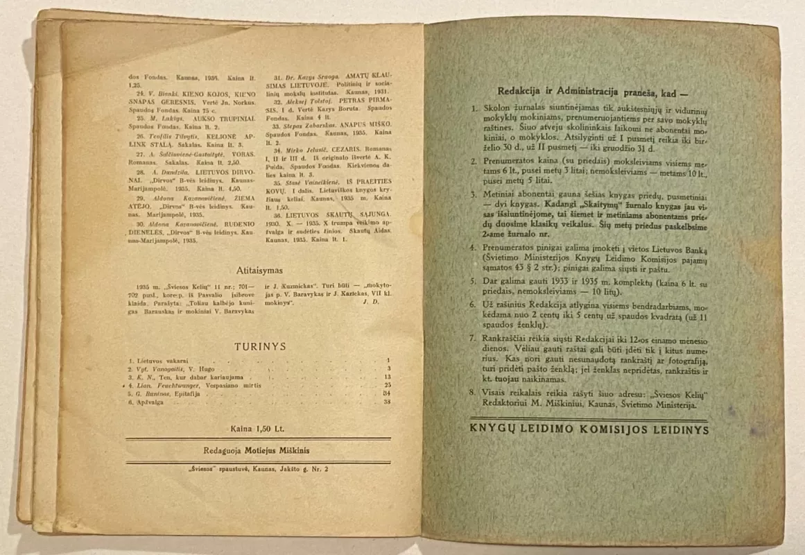 Šviesos Keliai žurnalas 1936m. NR.1 - Autorių Kolektyvas, knyga 5