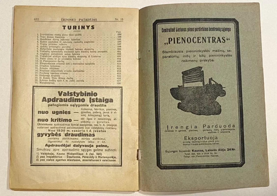 Ūkininko Patarėjas žurnalas 1930m. NR.15 - Autorių Kolektyvas, knyga 5