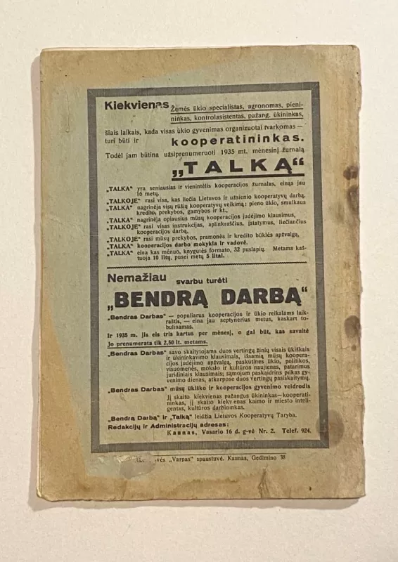 Žemės ūkis žurnalas 1935m. NR.1 - Autorių Kolektyvas, knyga 6