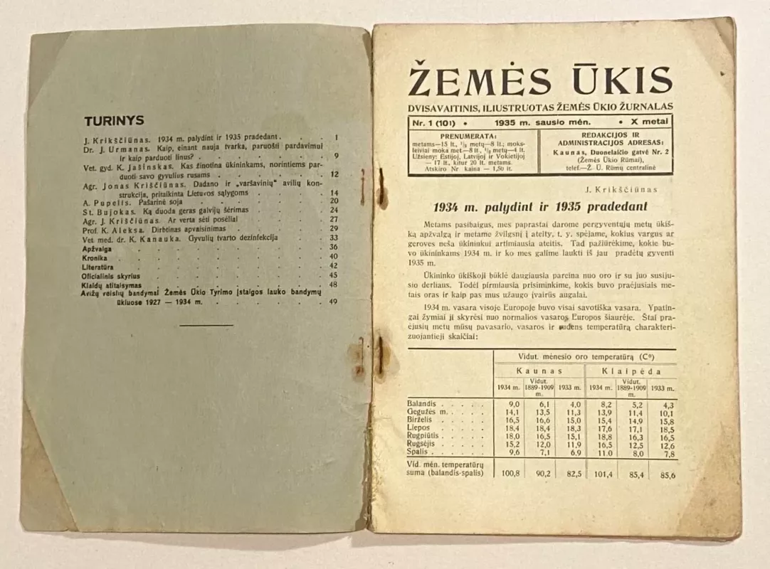 Žemės ūkis žurnalas 1935m. NR.1 - Autorių Kolektyvas, knyga 3