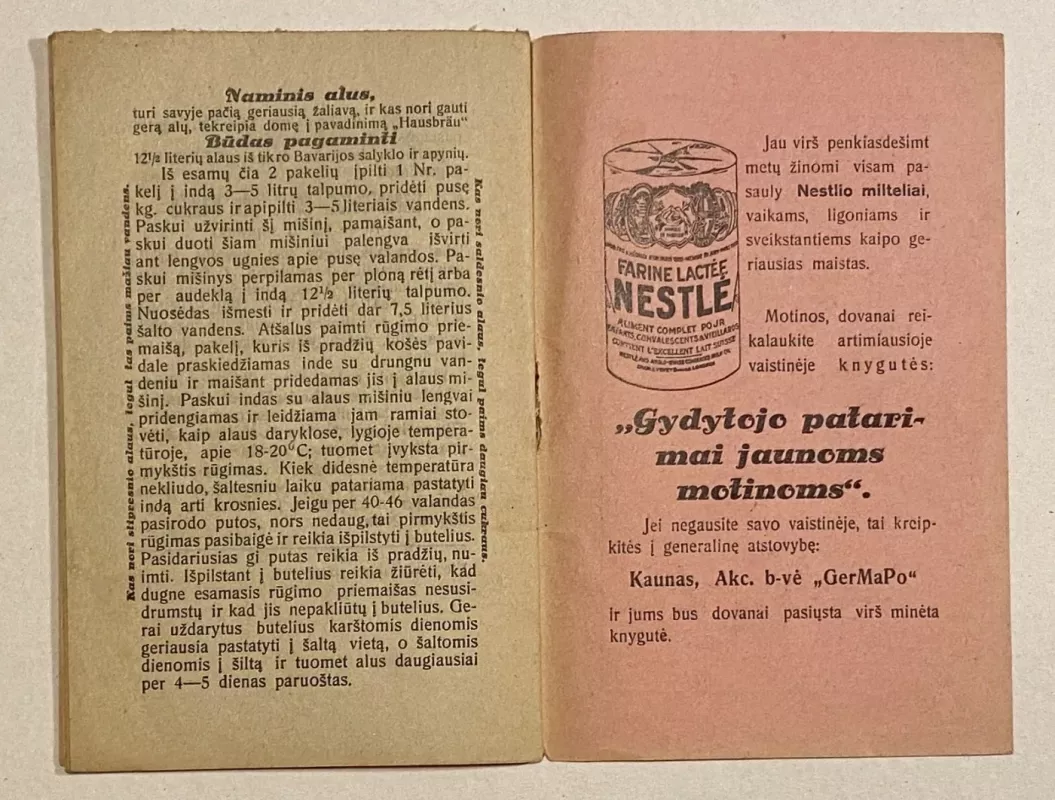 Kaip apsisaugoti ligų - farmacinis reklaminis bukletas 1931m. - GerMaPo Akcine B-ve, knyga 5