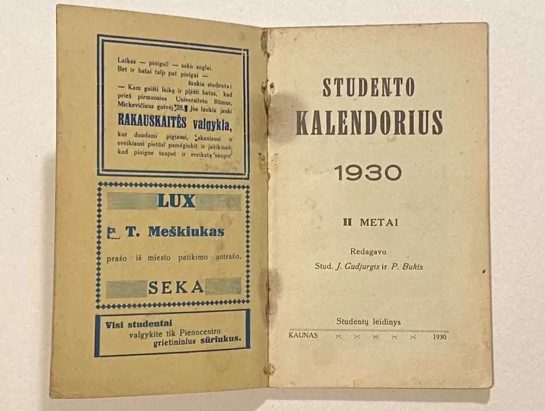Studento Kalendorius 1930 - Autorių Kolektyvas, knyga 3