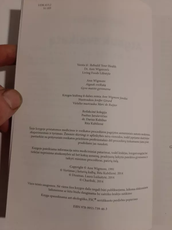 Atgauk sveikatą , gyvo maisto gyvensena - Ann Wigmore, knyga 4