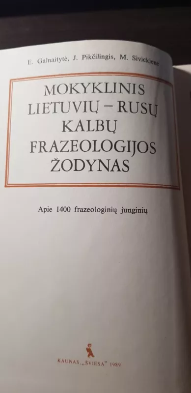 Mokyklinis lietuvių-rusų kalbų frazeologijos žodynas - Elzė Galnaitytė, knyga 5