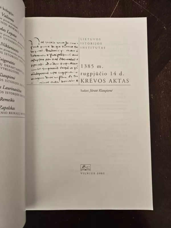 1385 m. rugpjūčio 14 d. Krėvos aktas - Jūratė Kiaupienė, knyga 3