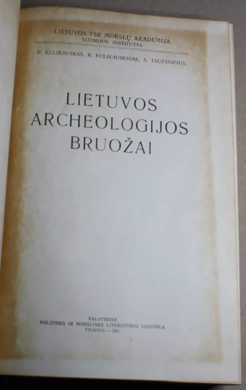 Lietuvos archeologijos bruožai - P. Kulikauskas, R.  Kulikauskienė, A.  Tautavičius, knyga 3