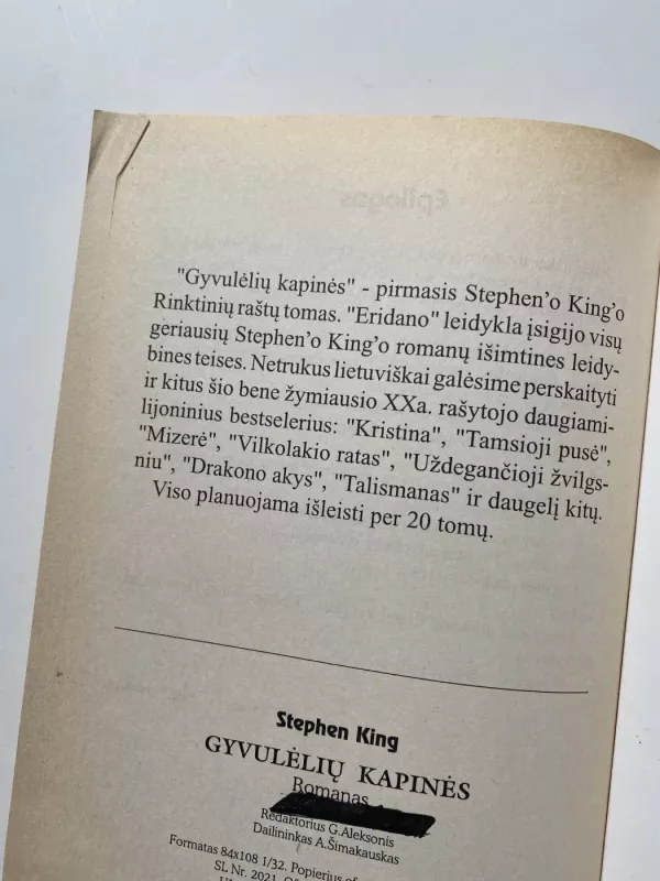 GYVŪNĖLIŲ KAPINĖS - Stephen King, knyga 6
