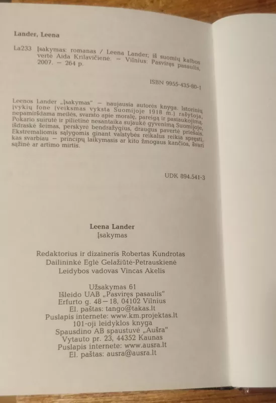 Įsakymas - Leena Lander, knyga 5