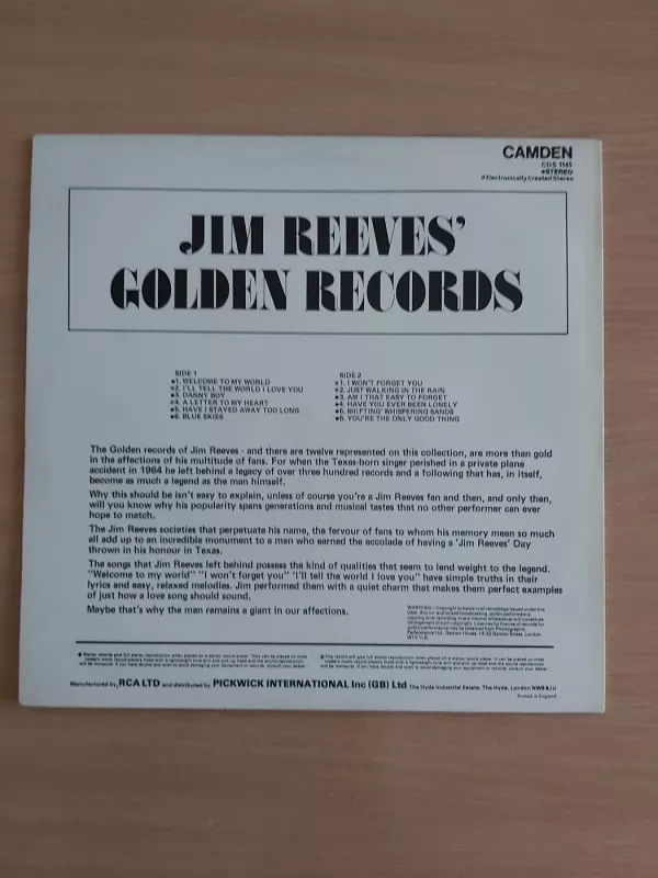 Jim Reeves Golden Records - Jimm Reeves, plokštelė 3