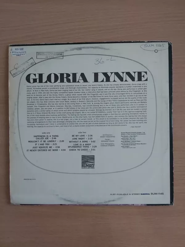 Gloria Lynne - Gloria Lynne, plokštelė 3