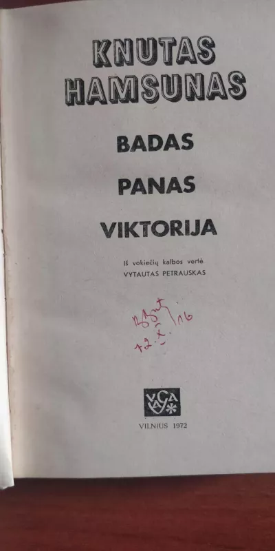 Badas. Panas. Viktorija - Knutas Hamsunas, knyga 5