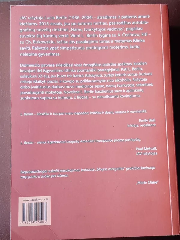 Namų tvarkytojos vadovas - Lucia Berlin, knyga 3