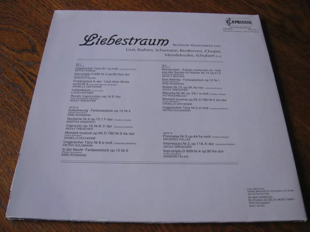 Liebestraum - Liszt Brahms, plokštelė 3