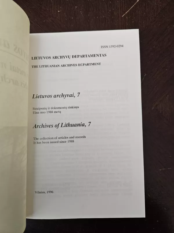 Lietuvos archyvai 7 - Jolita Dimbelytė, knyga 3