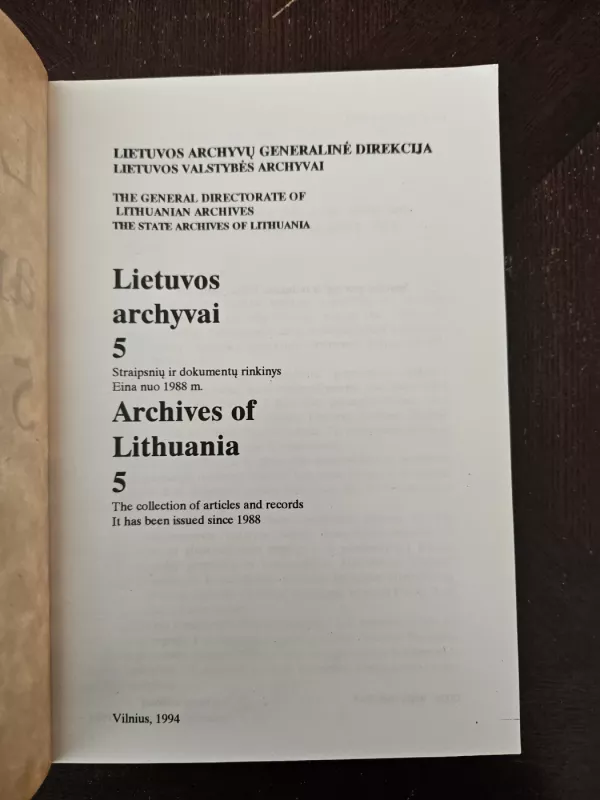 Lietuvos archyvai 5 - A. Guobys, A.  Saulaitis, knyga 3