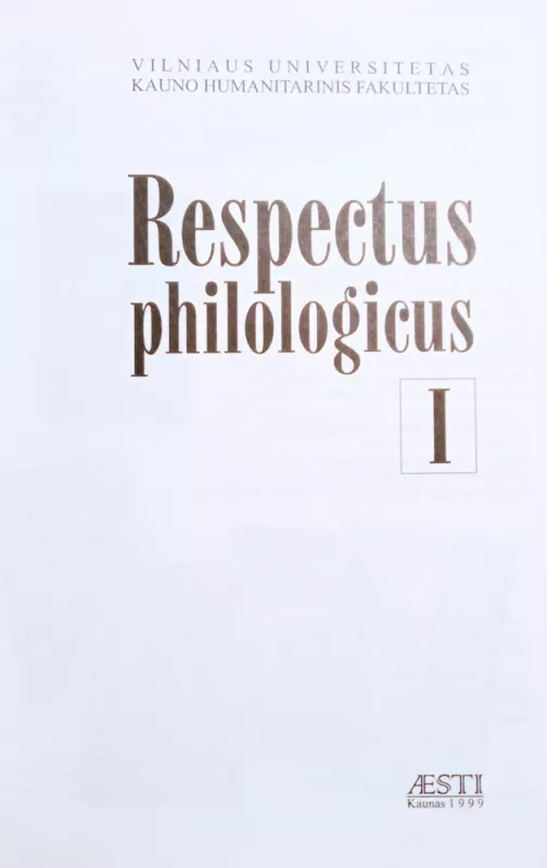 Respectus philologicus Nr.1 - Autorių Kolektyvas, knyga 3