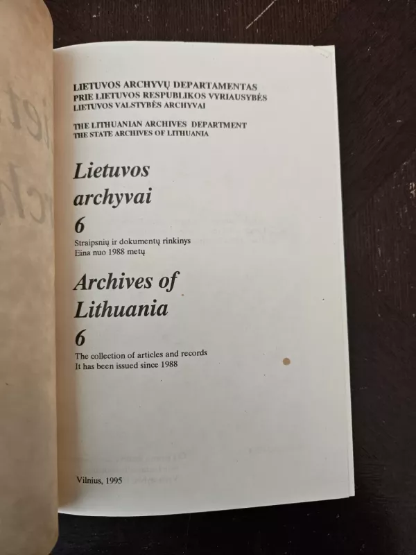 Lietuvos archyvai 6 - Jolita Dimbelytė, knyga 3
