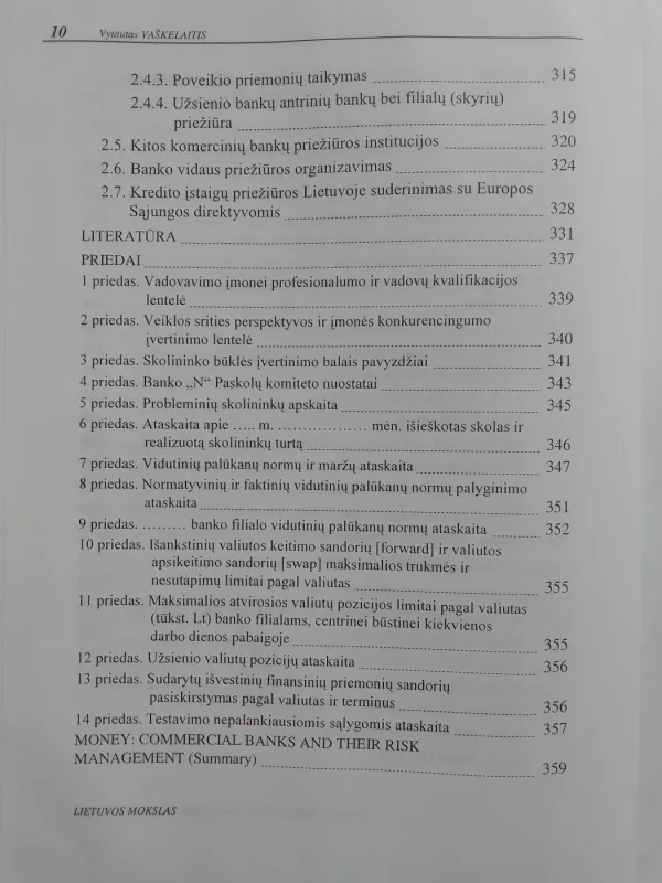 Pinigai: komerciniai bankai ir jų rizikos valdymas - Vytautas Vaškelaitis, knyga 6