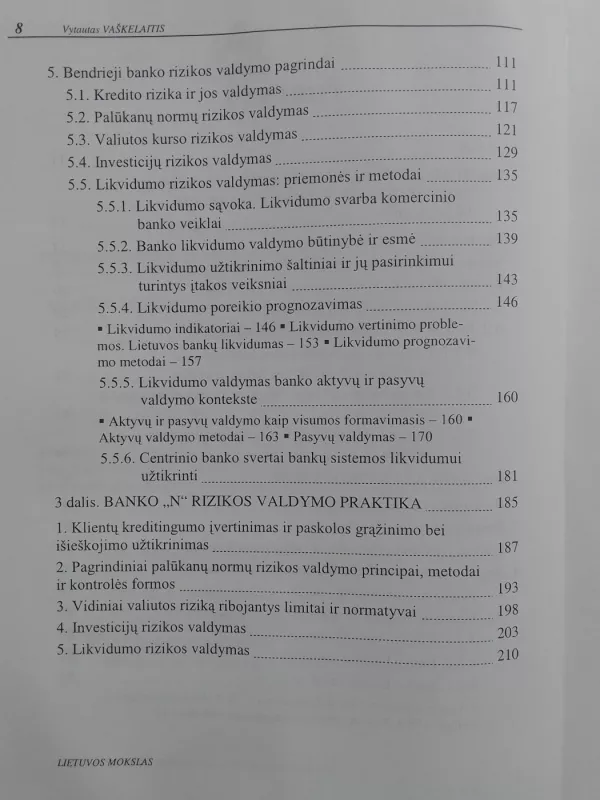 Pinigai: komerciniai bankai ir jų rizikos valdymas - Vytautas Vaškelaitis, knyga 4