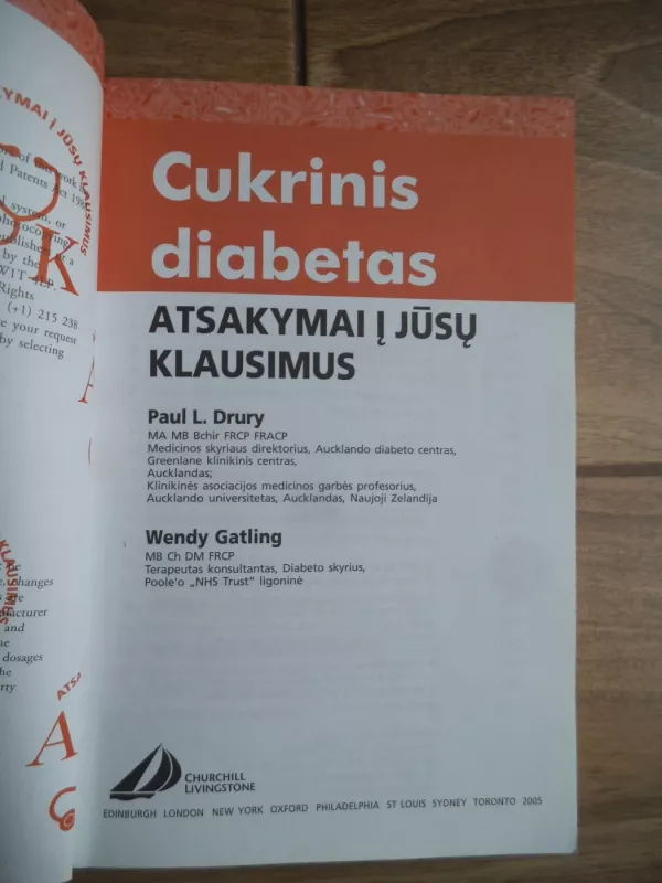 Cukrinis diabetas: atsakymai į jūsų klausimus - Paul Drury, Wendy  Gatling, knyga 3