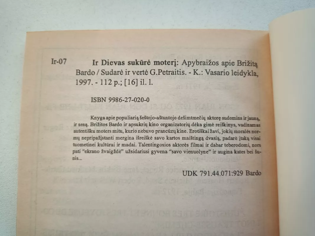 Brižita Bardo. Ir Dievas sukūrė moterį - Gediminas Jankus, knyga 3