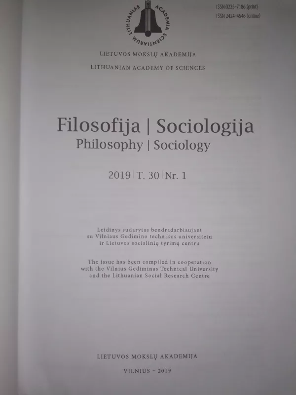 Filosofija Sociologija. Philosophy Sociology 2019 T. 19 Nr. 1 - Autorių Kolektyvas, knyga 3