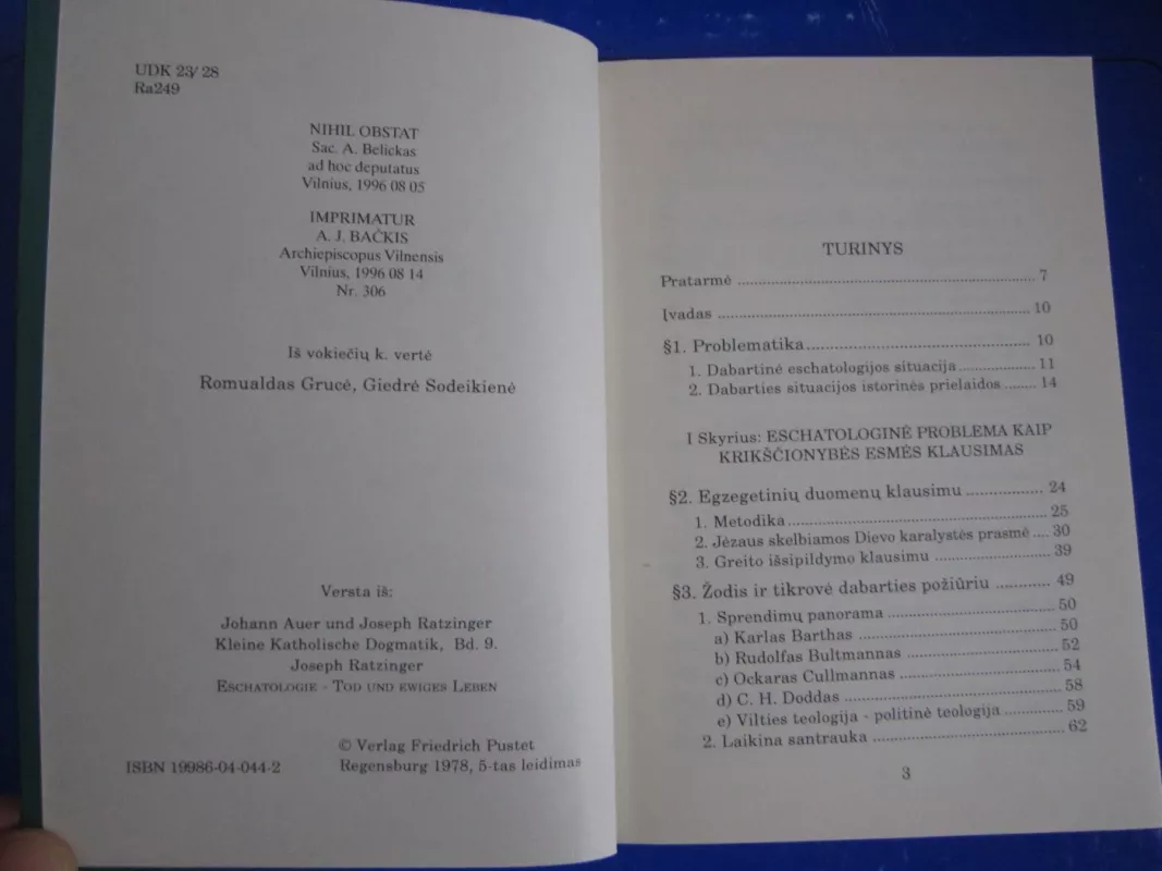 Eschatologija - Joseph Ratzinger, knyga 4