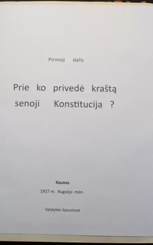 Prie ko privedė kraštą senoji Konstitucija.  I dalis, 1927 - Autorių Kolektyvas, knyga 2
