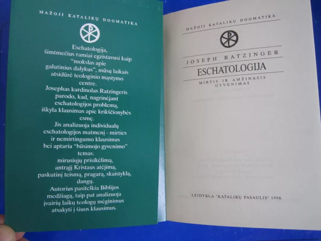 Eschatologija - Joseph Ratzinger, knyga 3