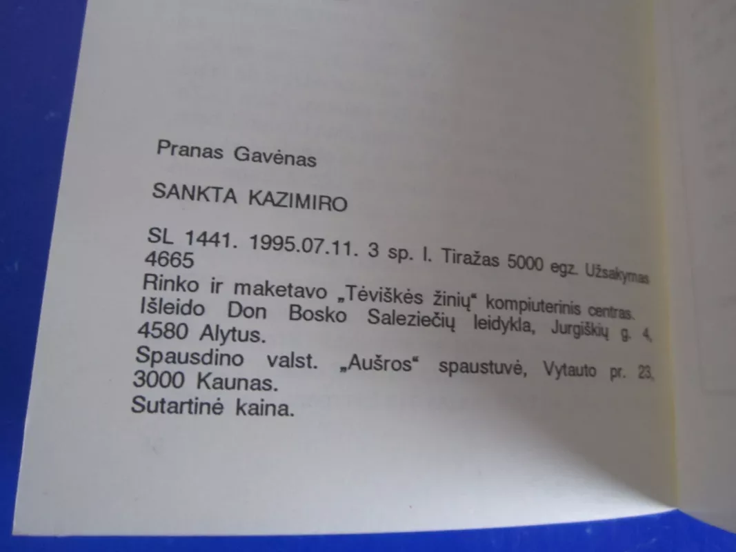 Sankta Kazimiro - Pranas Gavėnas, knyga 6
