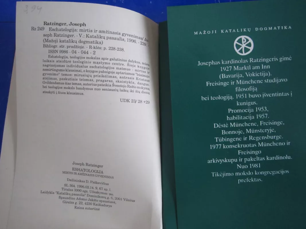 Eschatologija - Joseph Ratzinger, knyga 6