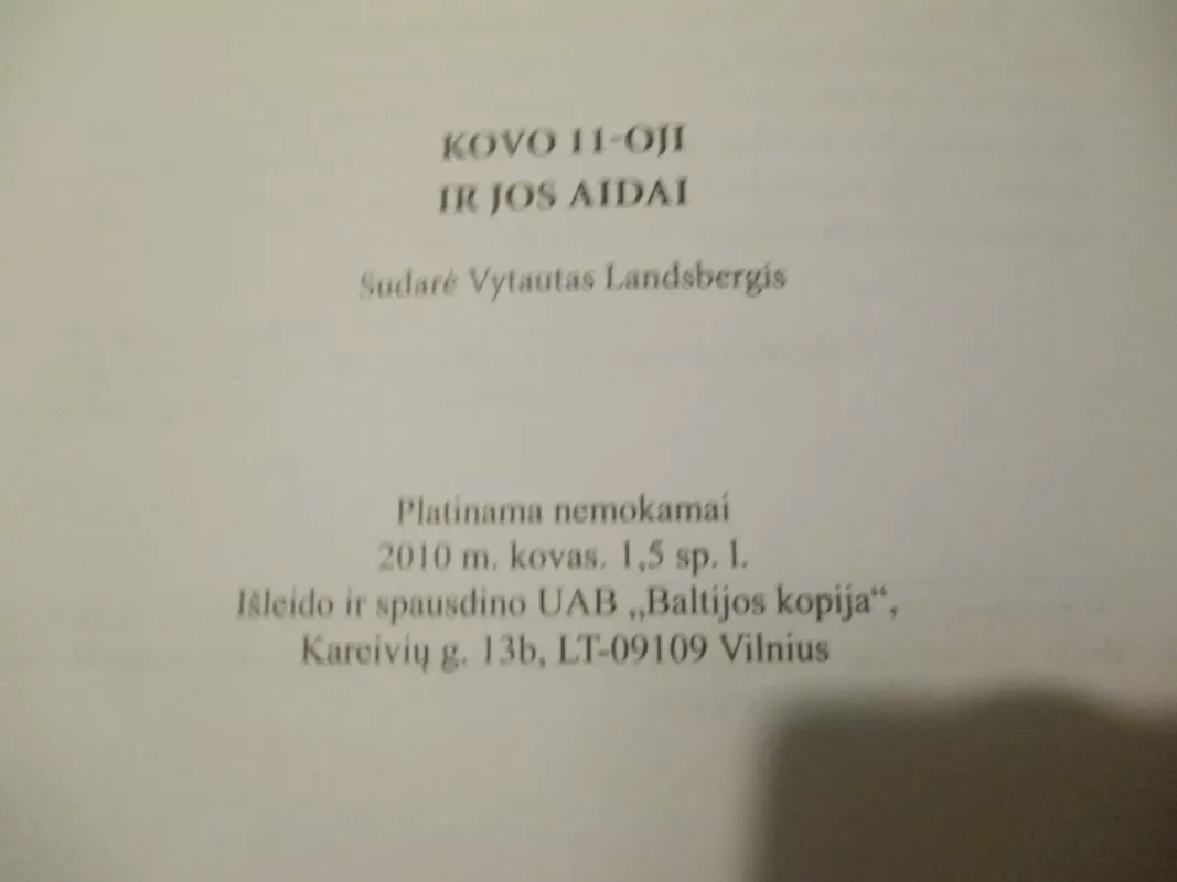 Kovo 11-oji ir jos aidai - Autorių Kolektyvas, knyga 5