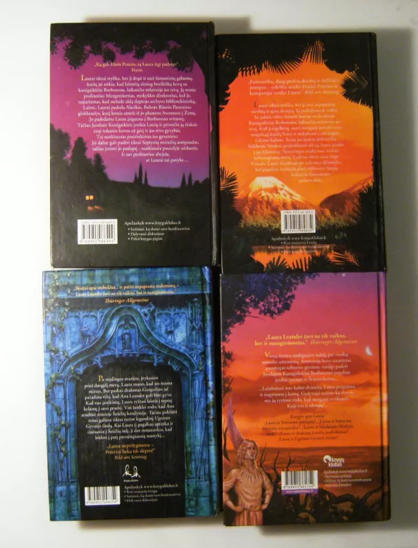 Laura (6 knygos): "Laura ir Aventeros paslaptis"; "Laura ir Septynių mėnulių antspaudas"; "Laura ir Sidabrinės Sfinksės mįslė"; "Laura ir drakonų karalių prakeikimas"; "Laura ir Ugninės Gyvatės žiedas"; "Laura ir Šviesos labirintas" - Peter Freund, knyga 5