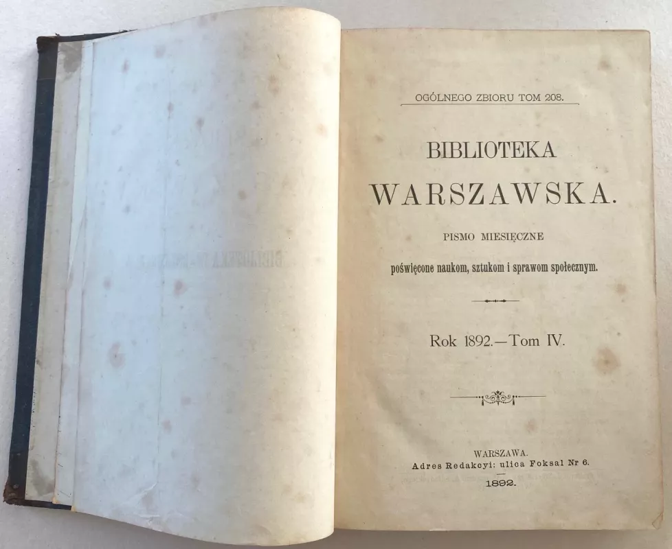Biblioteka Warszawska – Rok 1892 Tom IV - Autorių Kolektyvas, knyga 4