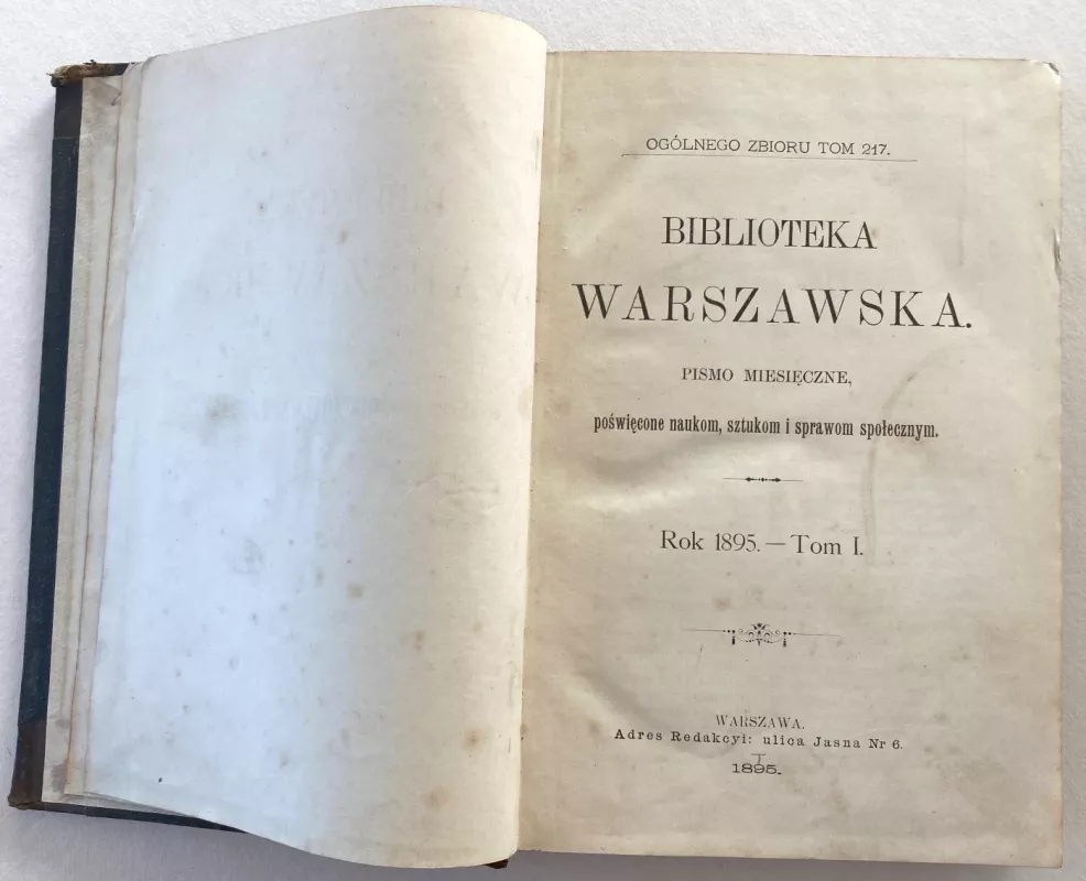 Biblioteka Warszawska – Rok 1895  Tom I - Autorių Kolektyvas, knyga 4