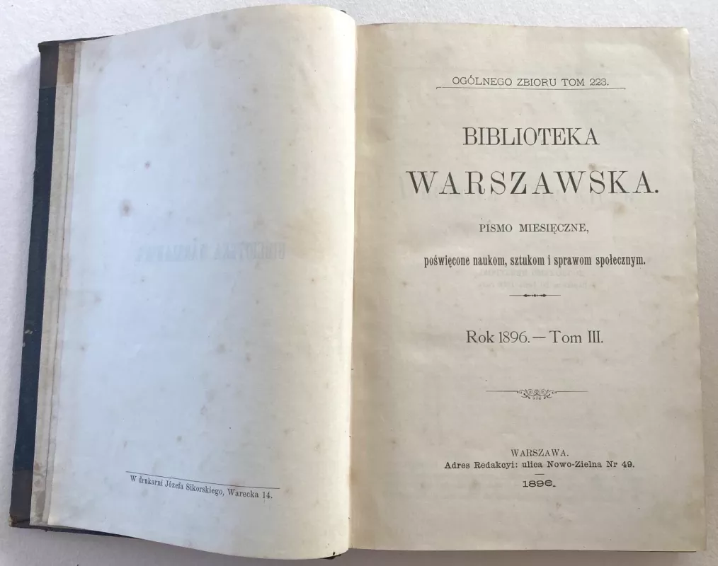 Biblioteka Warszawska – Rok 1896  Tom III - Autorių Kolektyvas, knyga 4