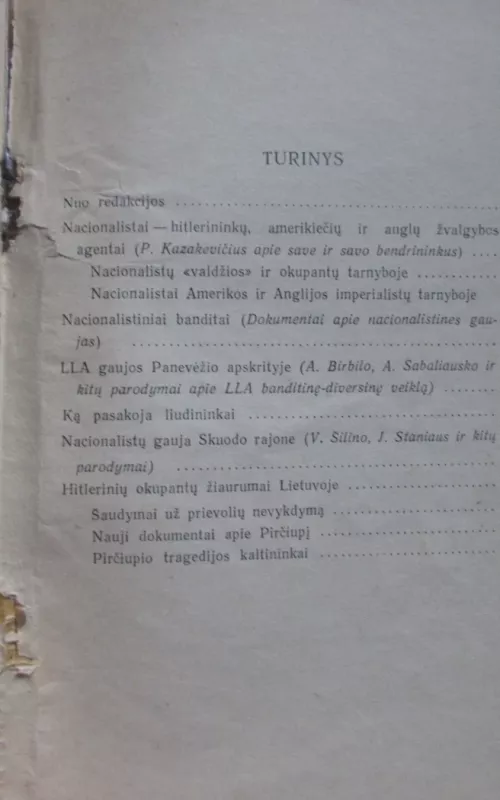 Archyviniai dokumentai apie nacionalistų antiliaudinę veiklą - B. Baranauskas, knyga