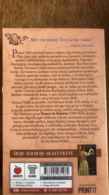 Tėvas Gorijo - Onorė Balzakas, knyga 3