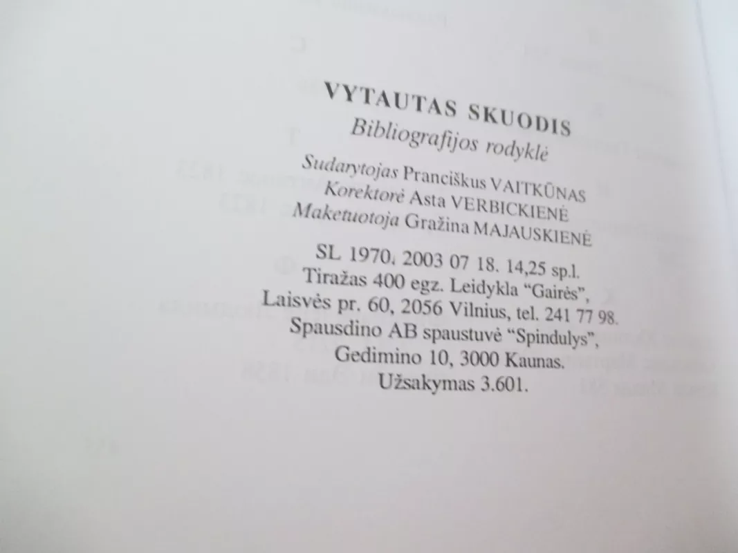 Bibliografijos rodyklė - Vytautas Skuodis, knyga 4