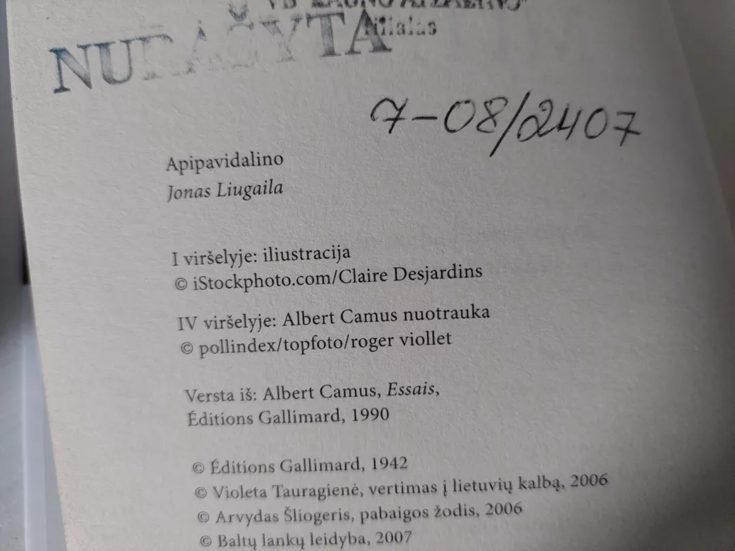 Sizifo mitas - Albert Camus, knyga 3