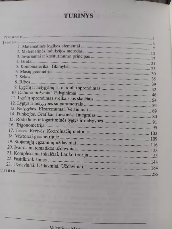 Matematikos uždavinių sprendimo praktikumas - Valentinas Matiuchinas, knyga 2