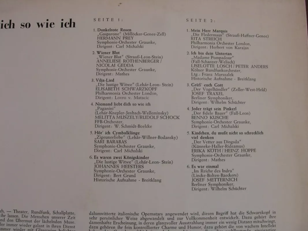 Hermann Prey - Niemand Liebt Dich So Wie Ich - Hermann Prey, plokštelė 3