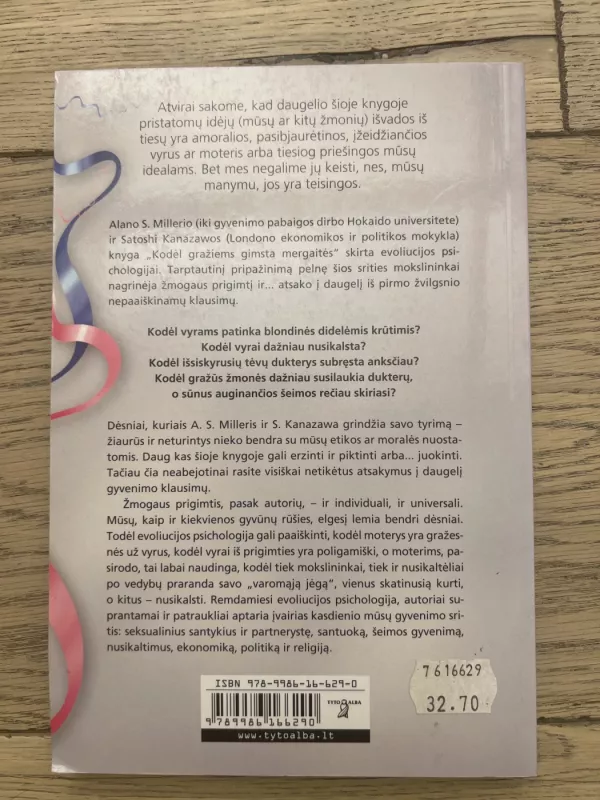 Kodėl gražiems gimsta mergaitės - Alan S. Miller, Satoshi  Kanazawa, knyga 3