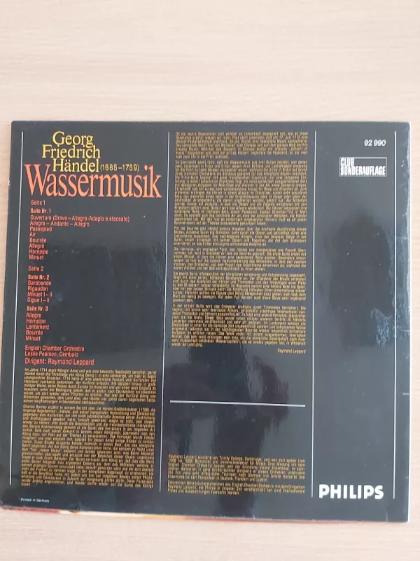Wassermusik - Georg Friedrich Händel, plokštelė 3