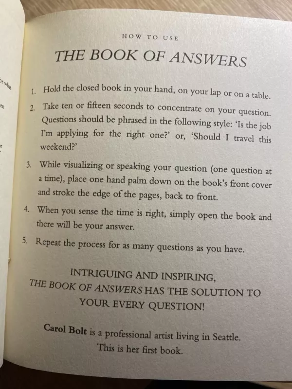 The Book of Answers - Carol Bolt, knyga 4