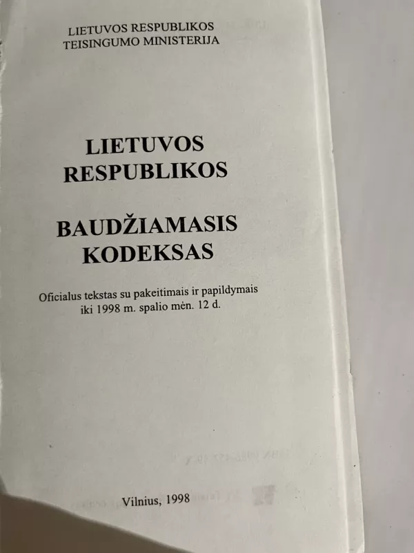 LR Baudžiamasis kodeksas - Ministerija Teisingumo, knyga 3
